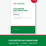 Cover of the free PFM Coaching Colchester Half Marathon Beginner training plan, a 17-week PDF for race day on 14 March 2027